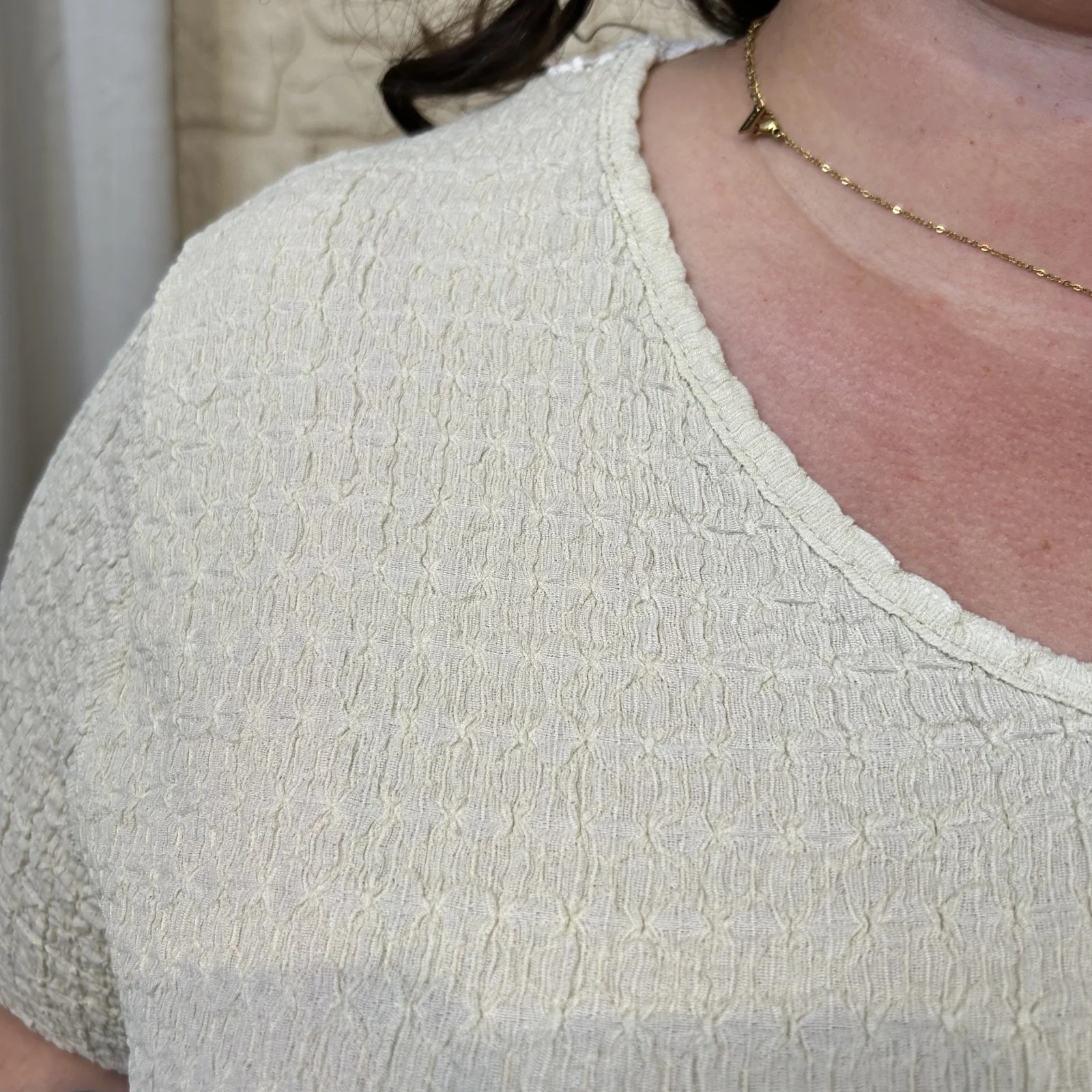 Tunique texturée dentelle dos - beige - taille-unique-grande-taille