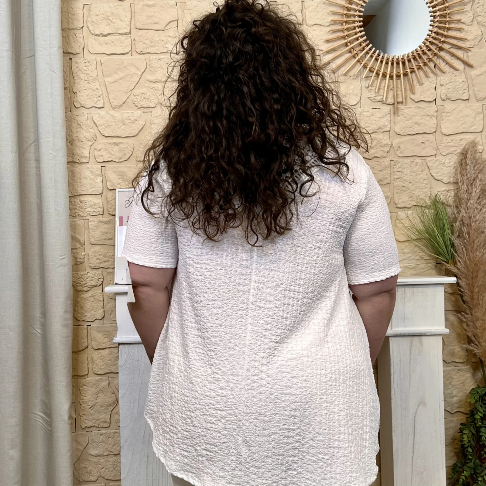Tunique texturée dentelle dos - blanc - taille-unique-grande-taille