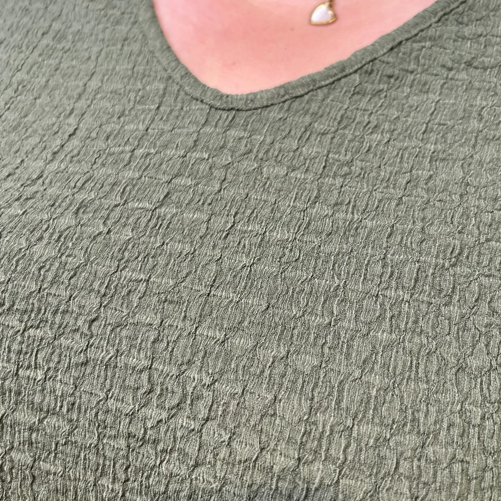 Tunique texturée dentelle dos - kaki - taille-unique-grande-taille