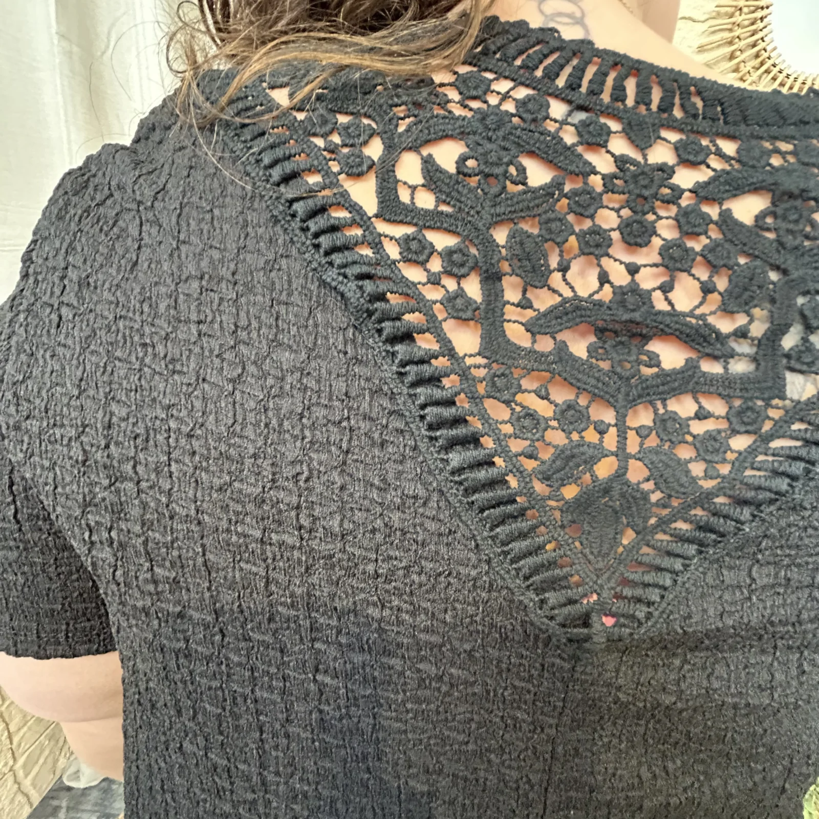 Tunique texturée dentelle dos - noir - taille-unique-grande-taille