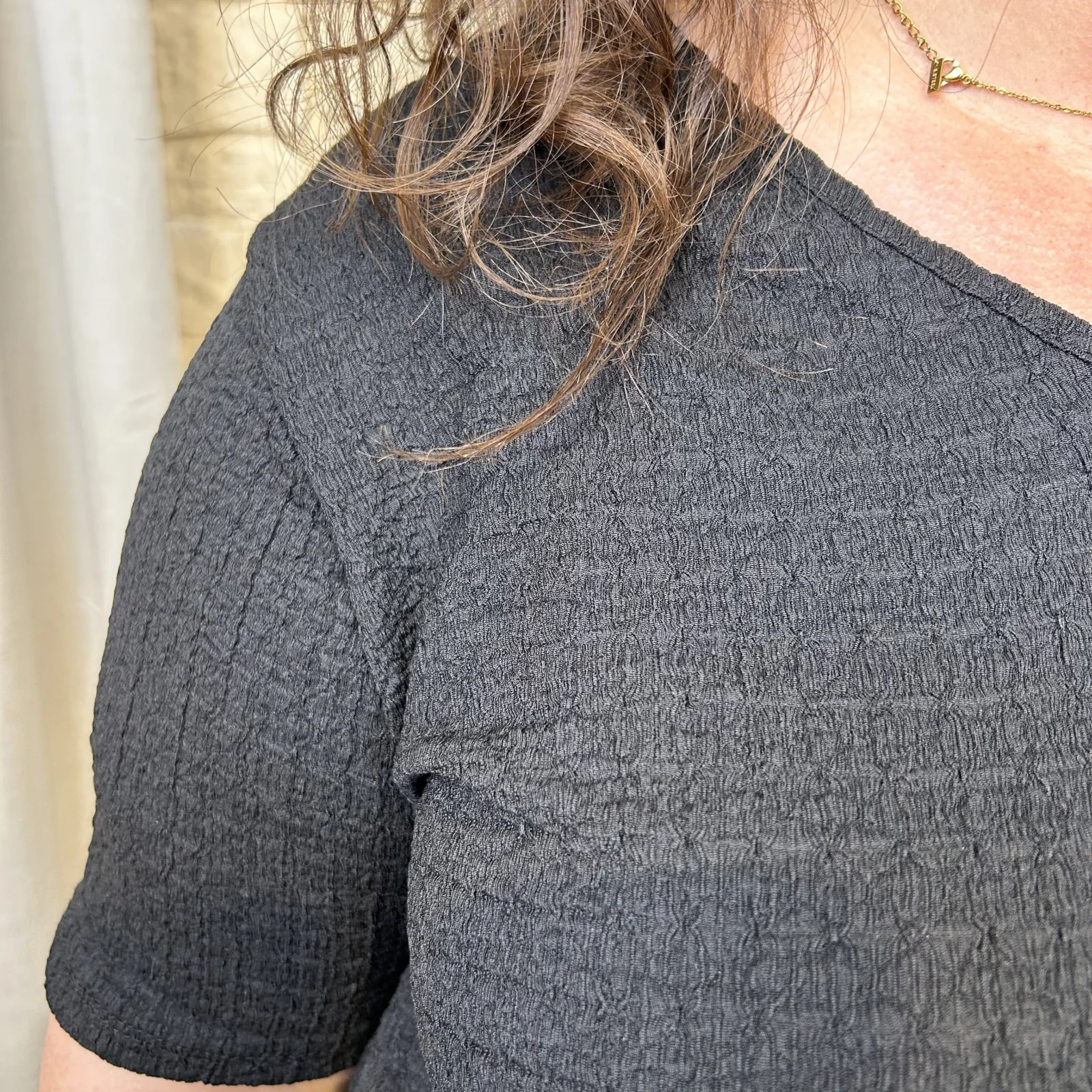 Tunique texturée dentelle dos - noir - taille-unique-grande-taille