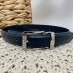 Ceinture femme sécable en croûte de cuir 2,2 cm - marine-nuit - taille-unique-grande-taille