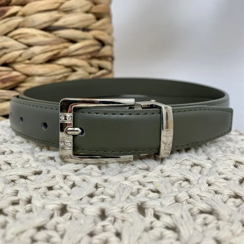 Ceinture sécable en croûte de cuir 2,2 cm - kaki - taille-unique-grande-taille