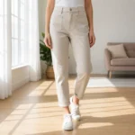 Jean Mom femme VOGGO de couleur T36-T44 - beige - 44