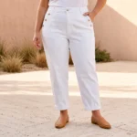 Jean Mom Fit femme boutons marins VOGGO T42-T50 - blanc - 40