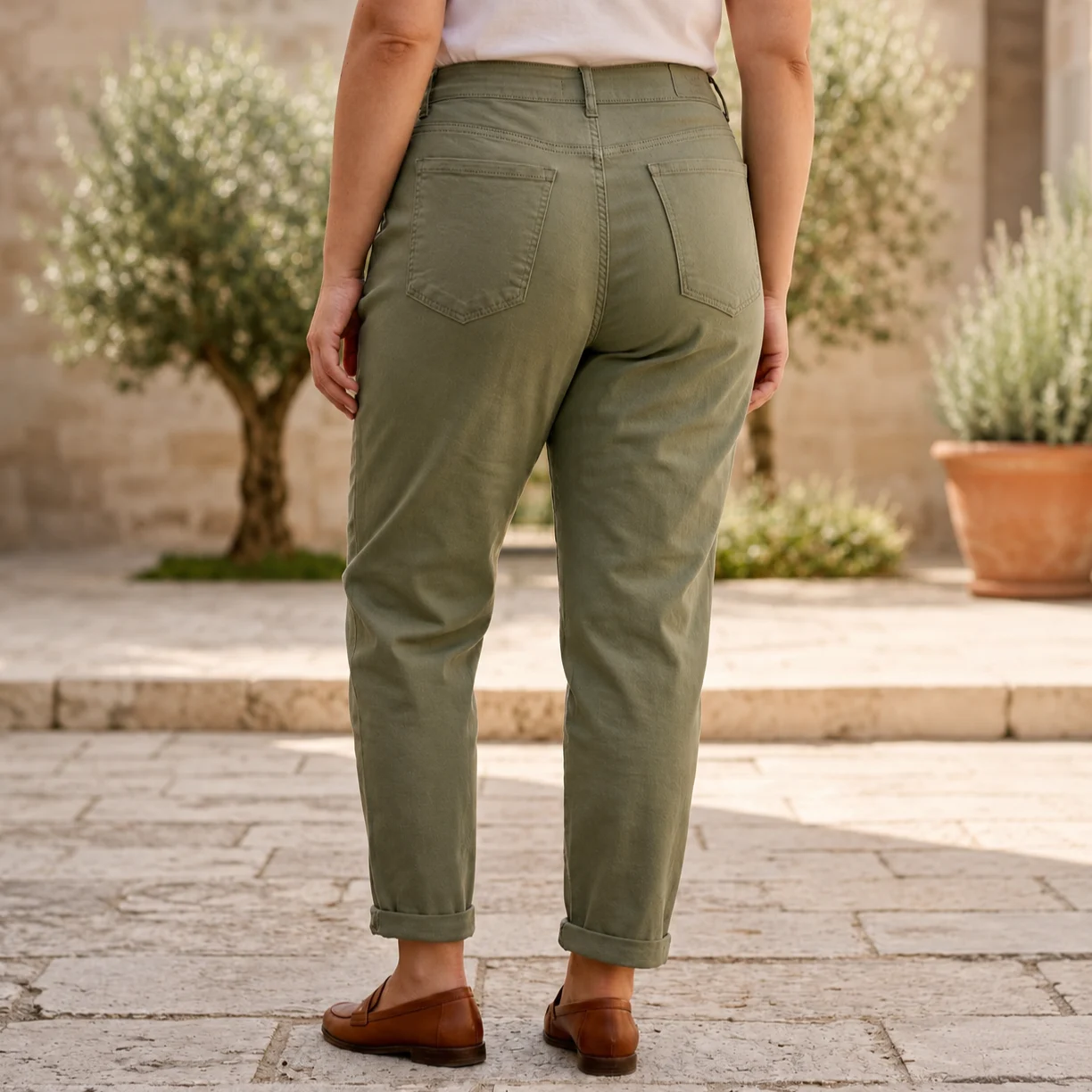 Jean Mom teinté VOGGO (T42-T50) - kaki - 40