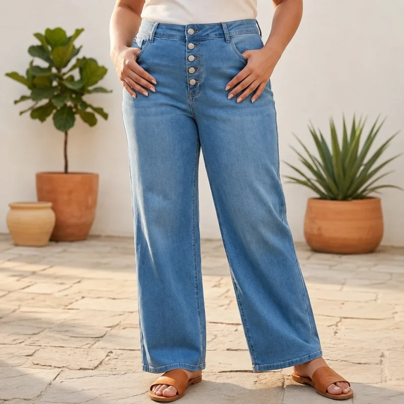 Jean wide (T42-T50) - denim-clair - 52