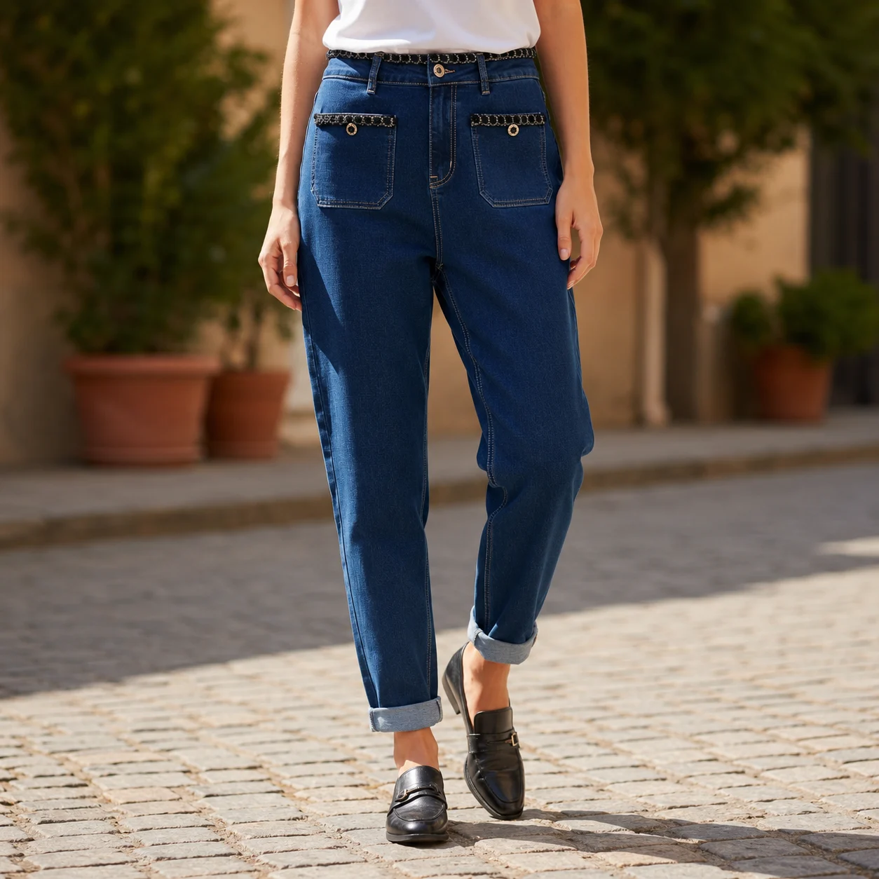 Jean Mom (T36-T44) - denim-fonce - 44