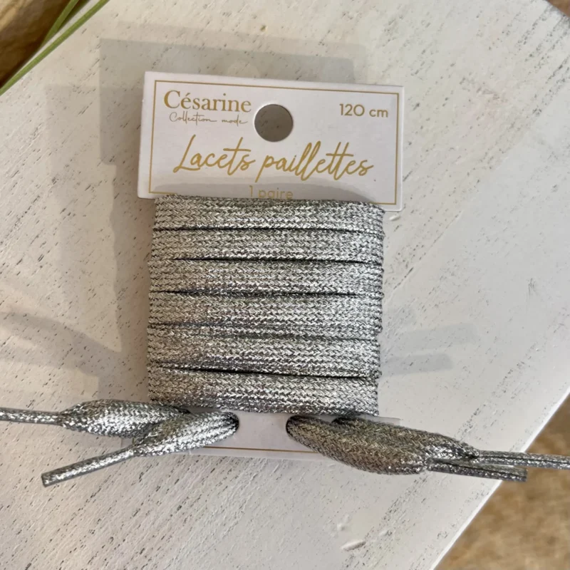 Lacet à paillettes - argente-paillettes - sans-taille