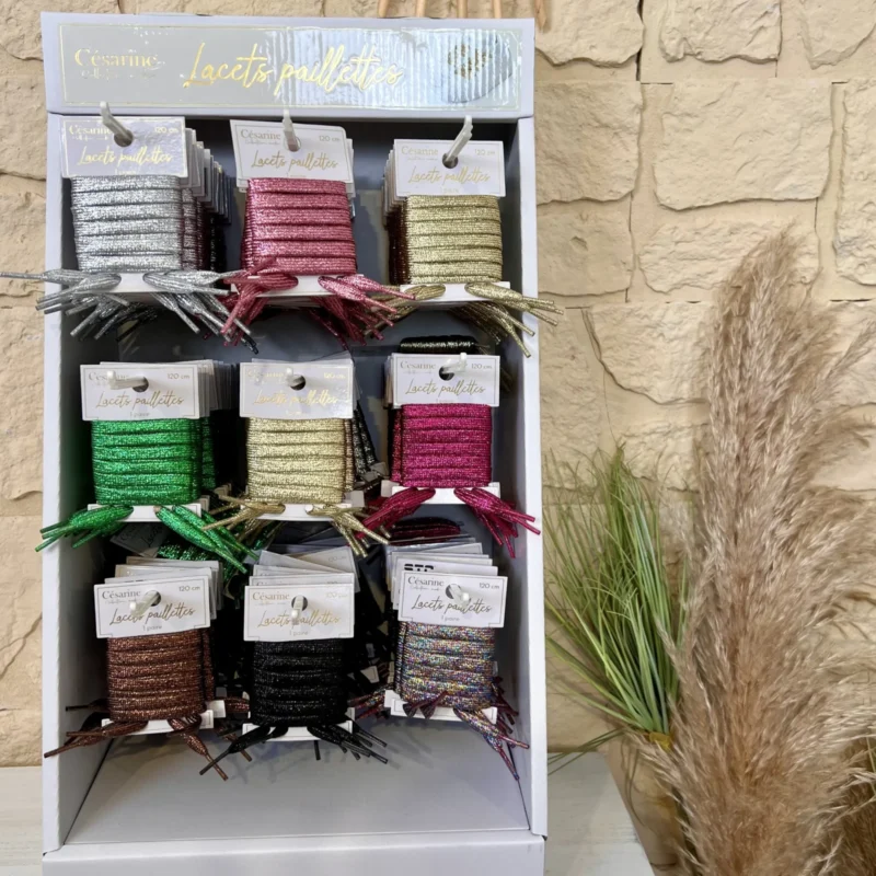 Lacet à paillettes - dore-paillettes - sans-taille