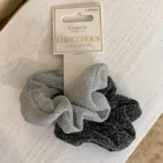 Lot de 2 chouchous pailletés femme - gris-gris-fonce - sans-taille