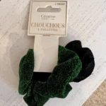 Lot de 2 chouchous pailletés femme - vert-bresil - sans-taille