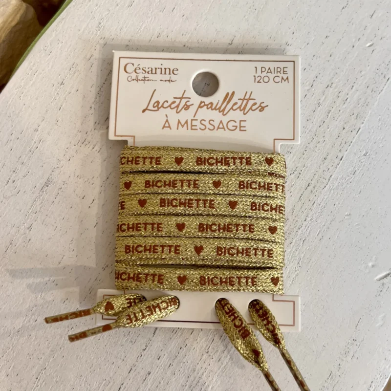 Lacet pailleté à message - dore-bichette - sans-taille
