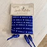 Lacet pailleté à message - bleu-royal - sans-taille
