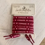 Lacet pailleté à message - fuchsia - sans-taille