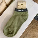 Socquettes pailletées à message femme - kaki - sans-taille