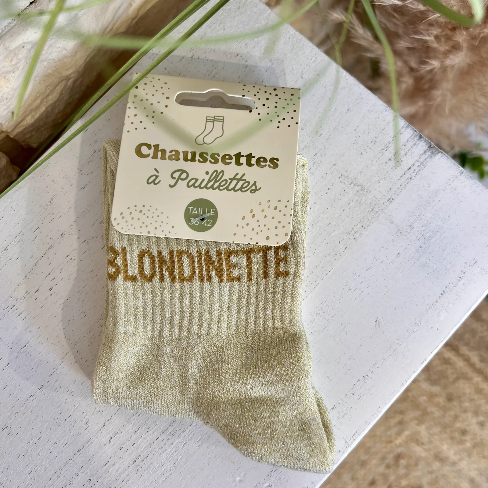 Chaussettes à paillettes - ecru - taille-unique