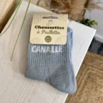 Chaussettes à paillettes - gris - taille-unique