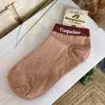 Socquettes pailletées à message femme - rose-poudre - taille-unique