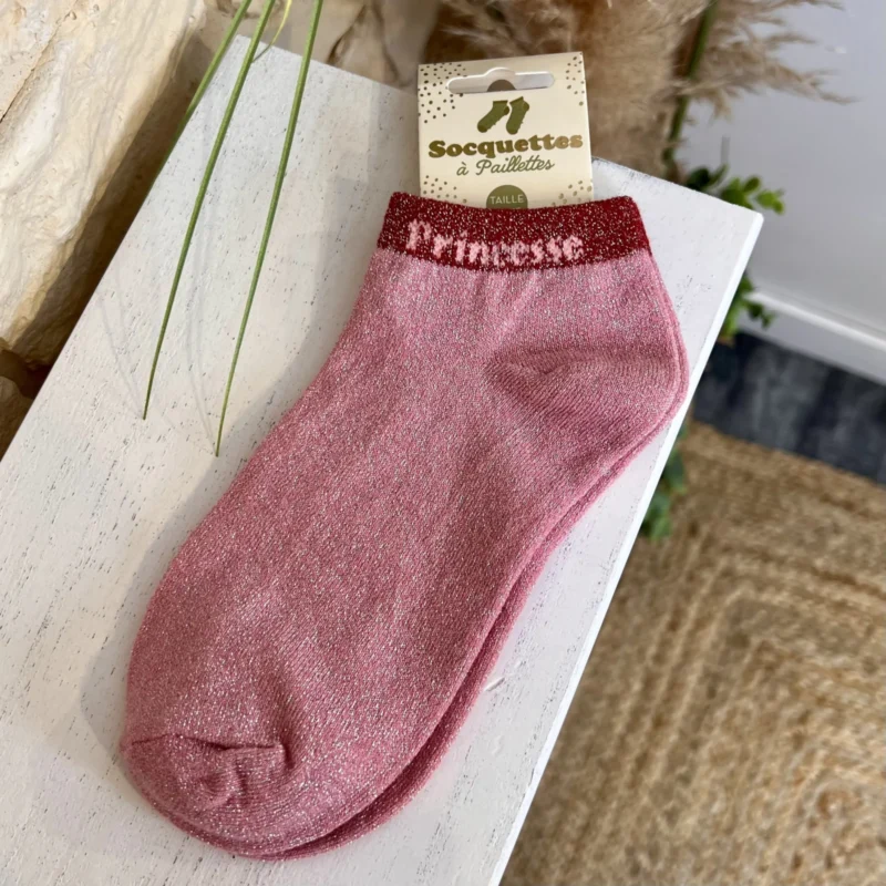 Socquettes à paillettes - rose - sans-taille