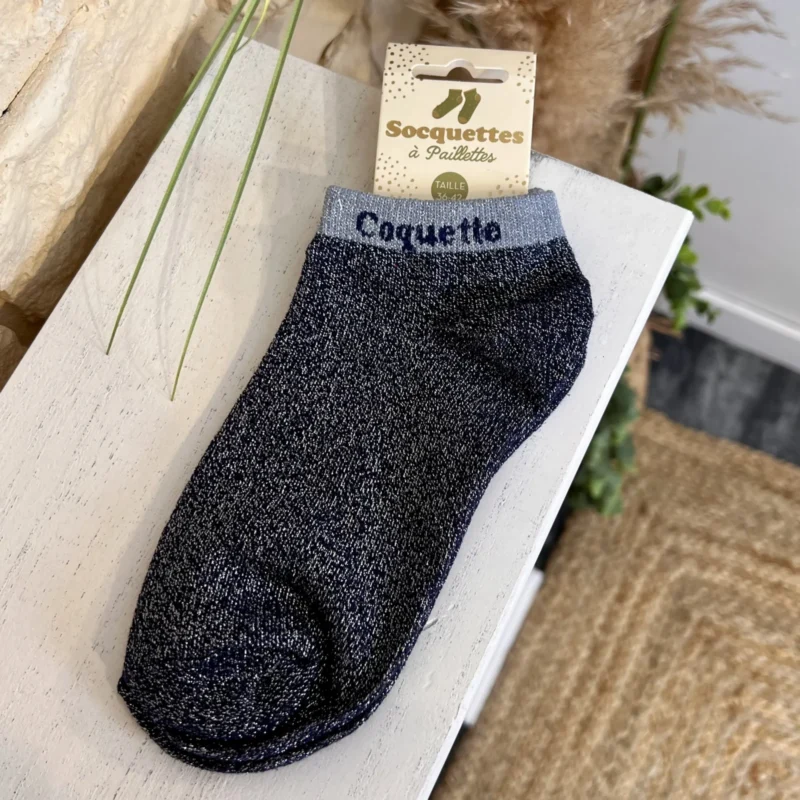 Socquettes pailletées à message femme - noir - sans-taille
