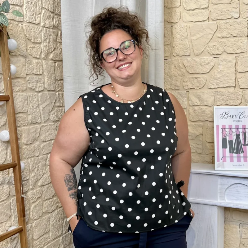 Blouse à pois chic - noir - taille-unique-grande-taille