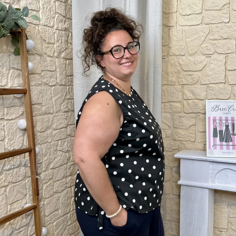 Blouse à pois chic - noir - taille-unique-grande-taille