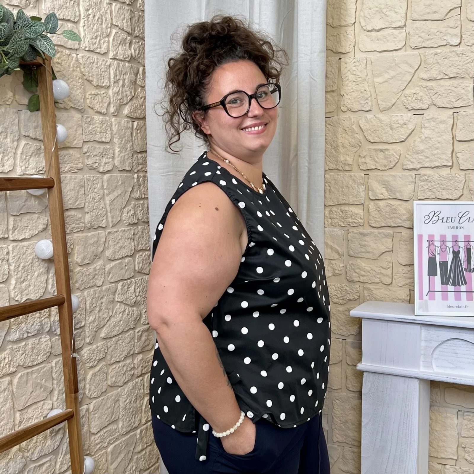 Blouse à pois chic - noir - taille-unique-grande-taille