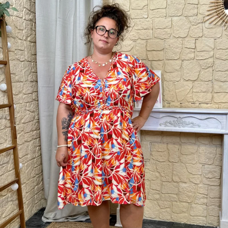 Robe courte colorée - rouge - 48