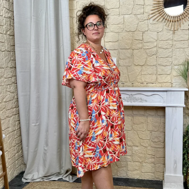 Robe courte colorée - rouge - 48