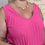 Débardeur plissé. "Jolies Formes" (TU) - fuchsia - taille-unique-grande-taille
