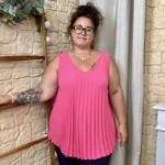 Débardeur plissé. "Jolies Formes" (TU) - fuchsia - taille-unique-grande-taille