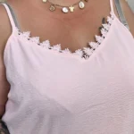 Débardeur femme uni à dentelle CHRISTY T44-T52 - rose - 54