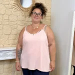 Débardeur femme uni à dentelle CHRISTY T44-T52 - rose - 54