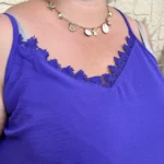Débardeur femme uni à dentelle CHRISTY T44-T52 - violet - 52