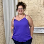 Débardeur femme uni à dentelle CHRISTY T44-T52 - violet - 52