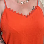 Débardeur femme uni à dentelle CHRISTY T44-T52 - orange - 52