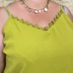 Débardeur femme uni à dentelle CHRISTY T44-T52 - vert-anis - 54