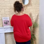 T-shirt femme fluide col V « Jolies Formes » - rouge - taille-unique-grande-taille