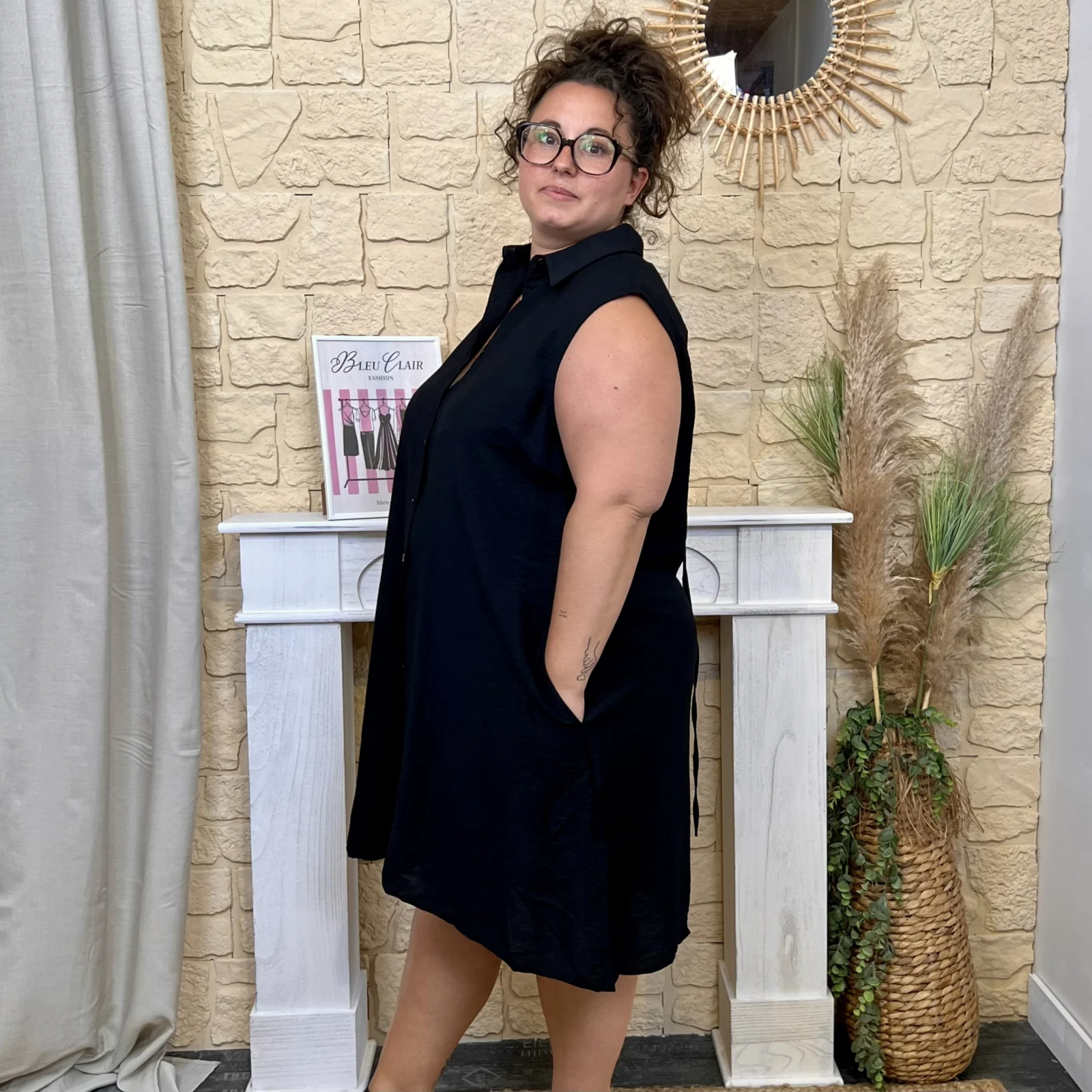 Robe unie - noir - 52
