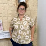 Blouse Marguerites (T44-T52) - taupe-ecru - 52