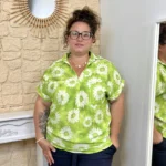Blouse Marguerites (T44-T52) - vert-anis - 52