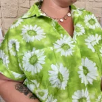 Blouse Marguerites (T44-T52) - vert-anis - 52