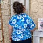 Blouse Marguerites (T44-T52) - bleu-turquoise - 52