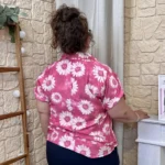 Blouse Marguerites (T44-T52) - fuchsia-rouge - 52