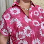Blouse Marguerites (T44-T52) - fuchsia-rouge - 52
