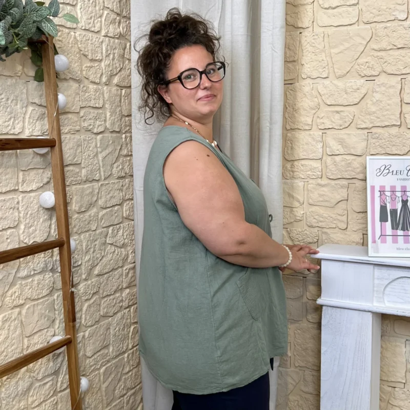 Débardeur avec boutons - kaki - taille-unique-grande-taille