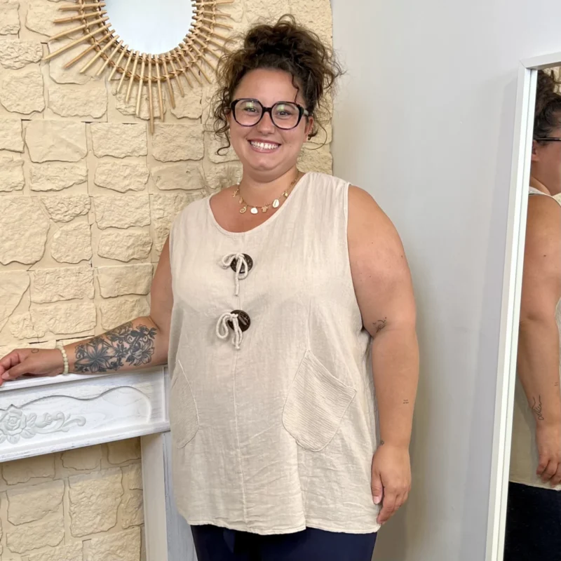 Débardeur avec boutons (GT) - beige - taille-unique-grande-taille