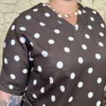 Blouse à pois - marron-pois - taille-unique