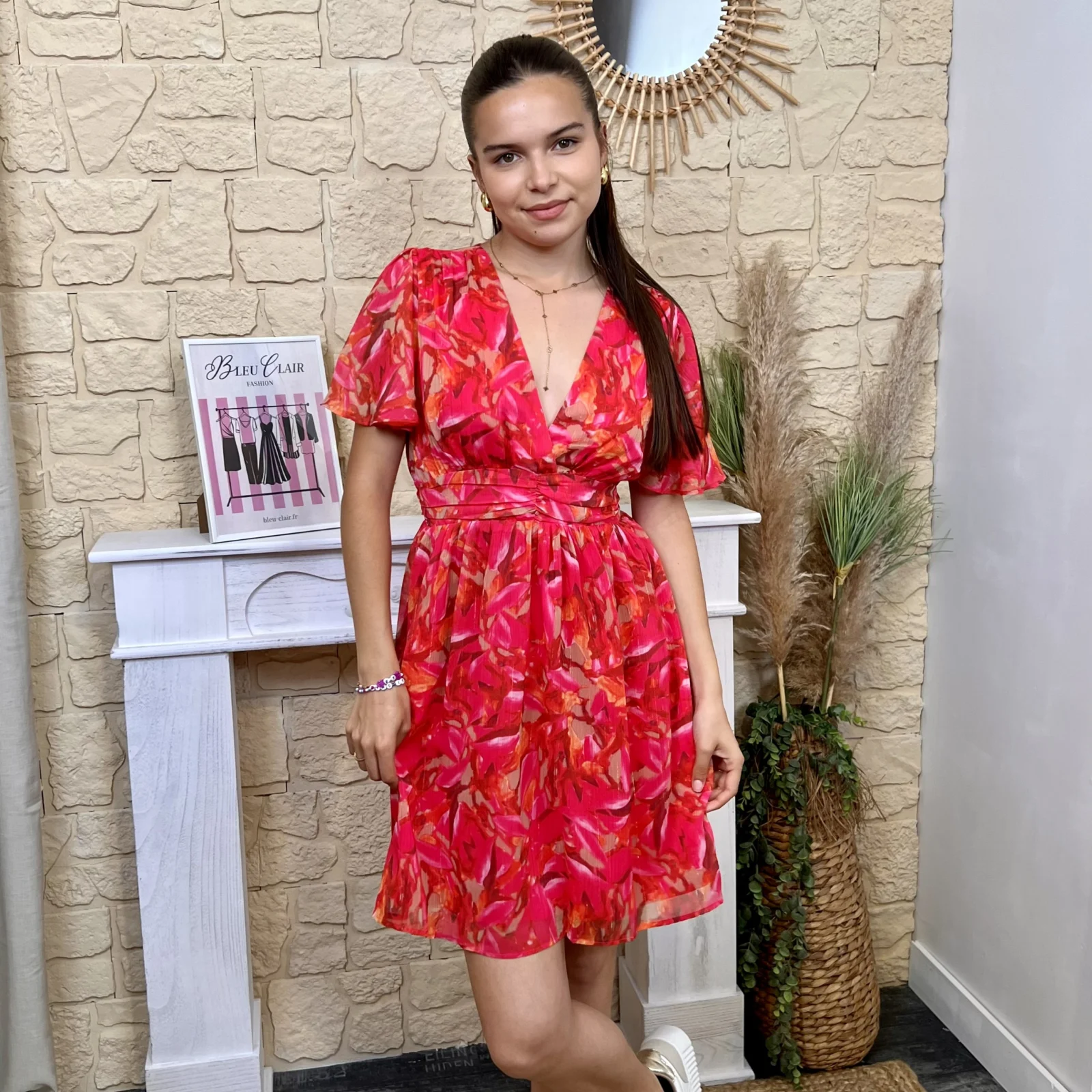 Robe courte estivale - rouge - 38